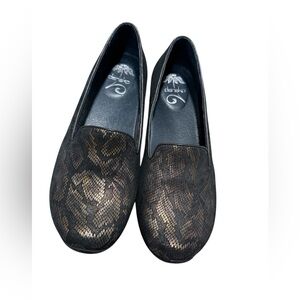 Dansko Olivia Leather Loafers Womens EU 41 / US 10.5-11 Black Gold Snake Comfort